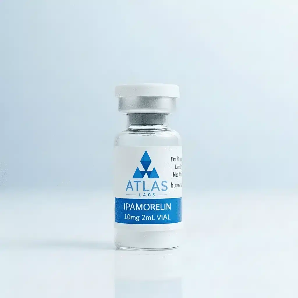 Ipamorelin 10mg 2mL research peptide vial by Atlas Labs USA